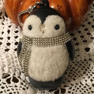 Penguin Keychain with Rhinestone Scarf ( hand sanitizer holder)